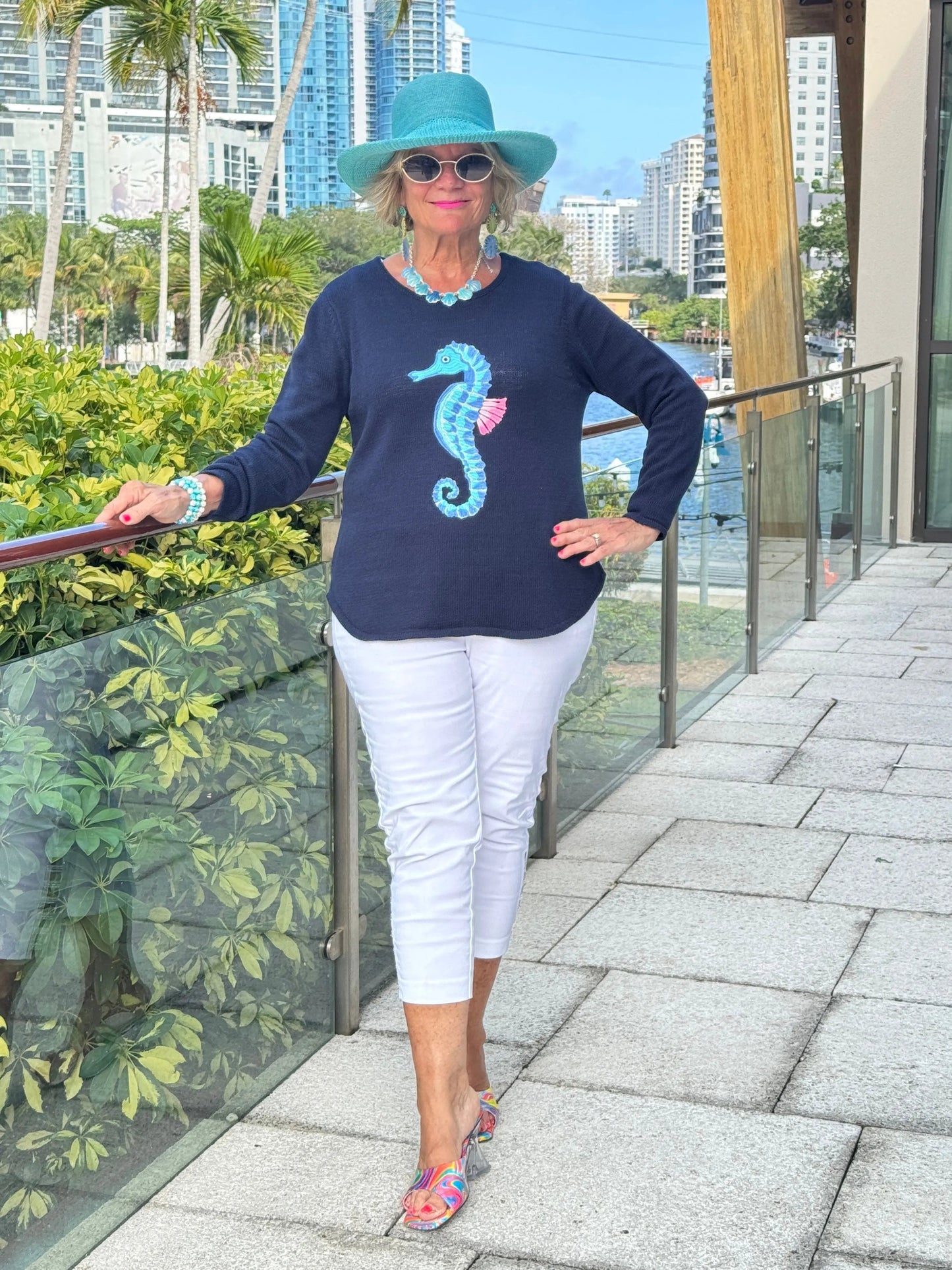 LULU-B NAVY SEAHORSE SWEATER