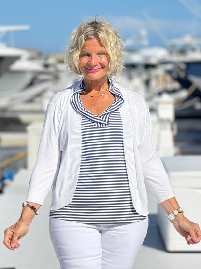 DOCKSIDE NAVY RUFFLE TOP