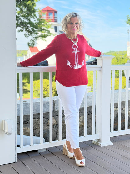 DOCKSIDE RED NAUTICAL STRIPE ANCHOR