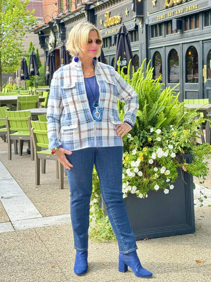 Cozy Plaid Full zipper jacket