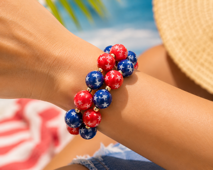 Dockside - Star Printed Beaded Stretch Bracelet