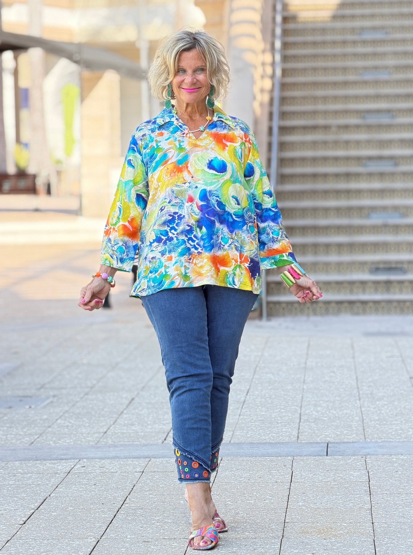 Ethyl Casual Collar V-Neck Blouse - Approval