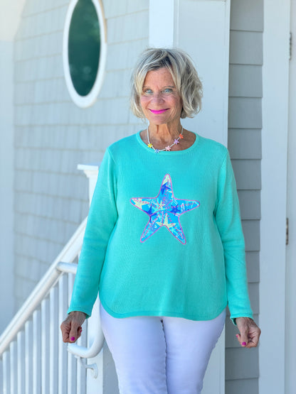 BEACH CLUB SEAFOAM STARFISH SWEATER