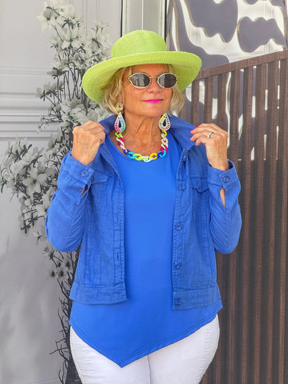 LULU B BLU LINEN JACKET
