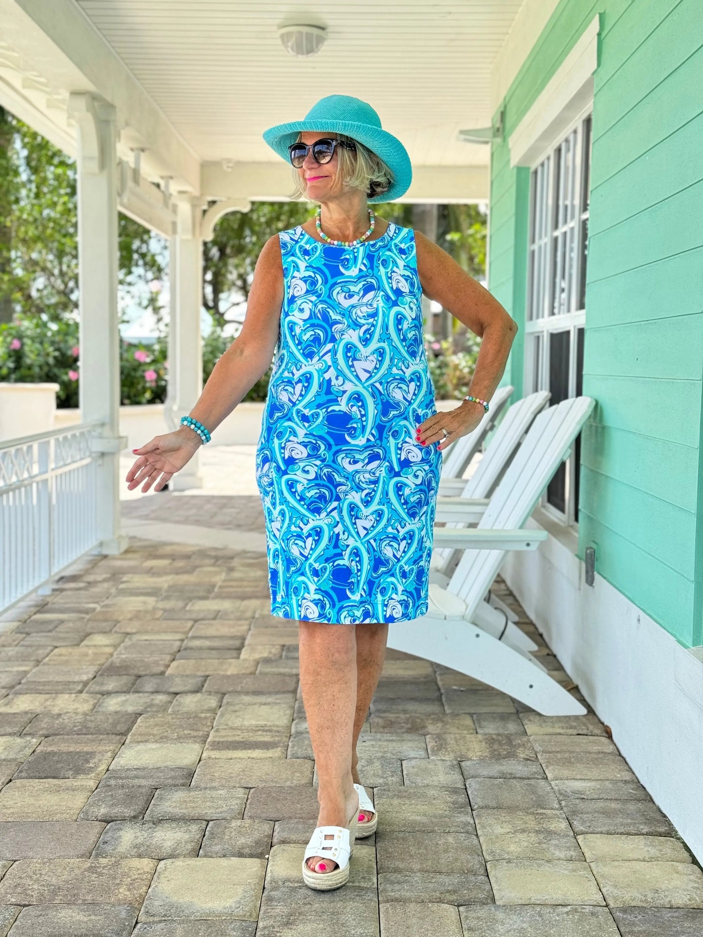 BLUE DREAMING HEARTS SHIFT DRESS