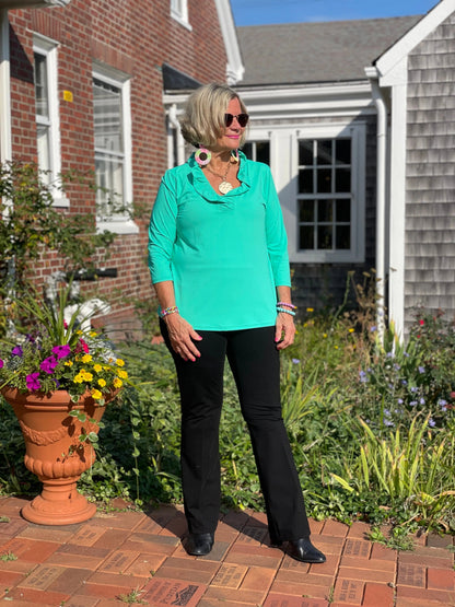 LULU-B SOLID MINT RUFFLE TOP