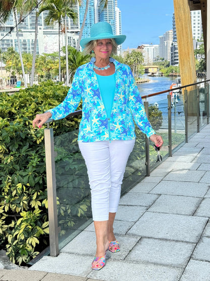 LULU B STARFISH SPLASH FULL ZIPPER JACKET