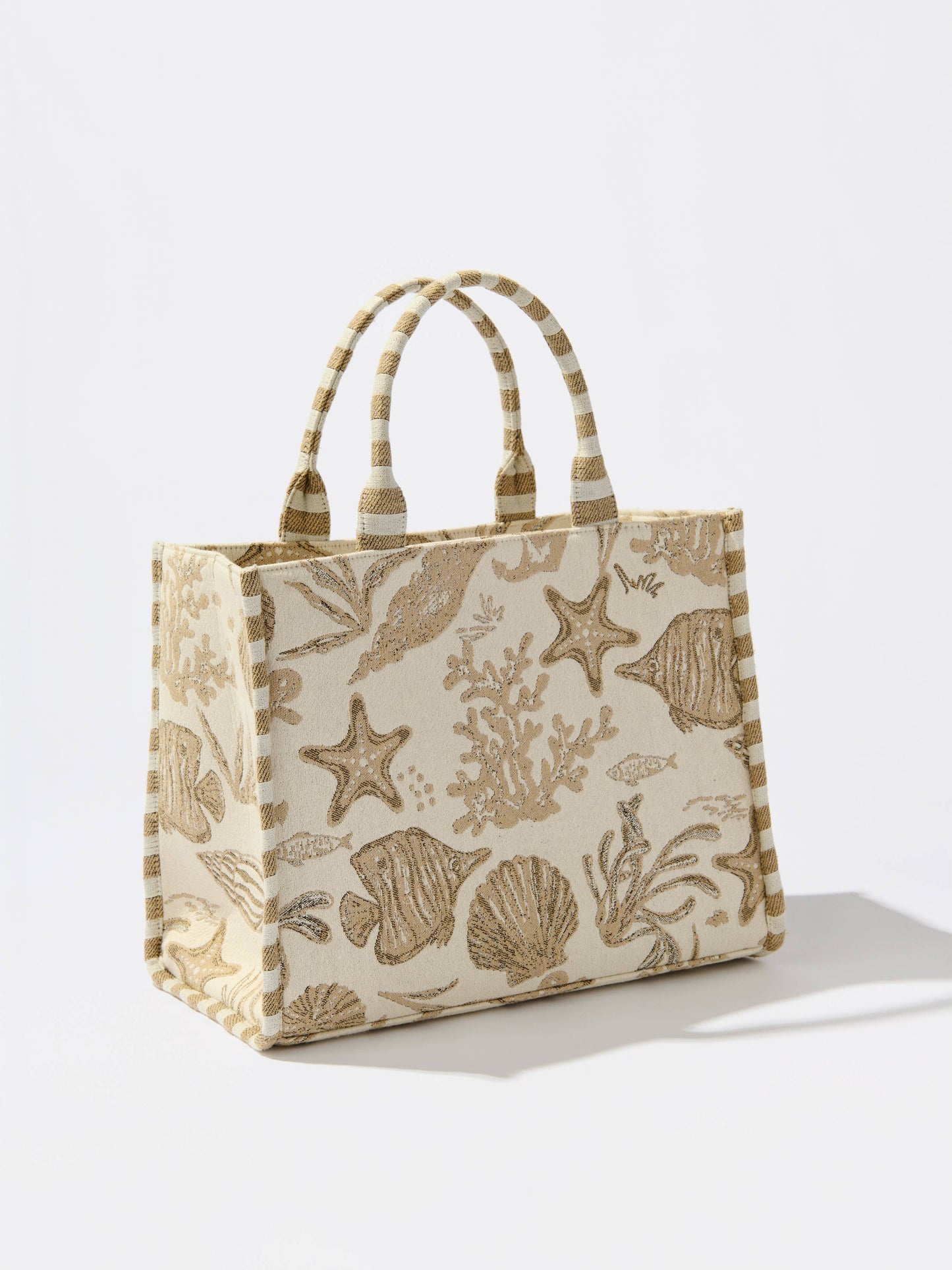 COASTAL JACQUARD TOTE,BEIGE