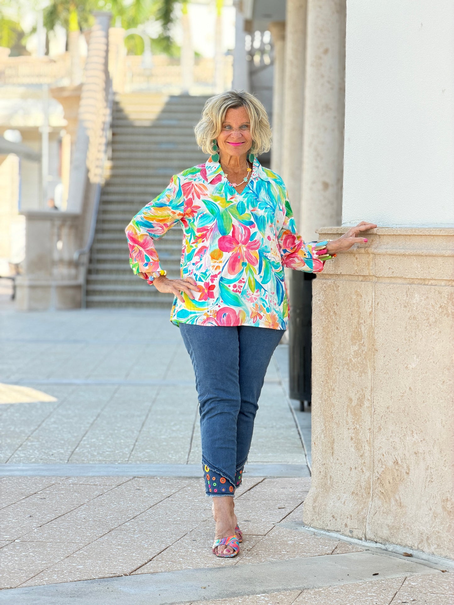 Ethyl Casual Collar V-Neck Blouse - Funfair