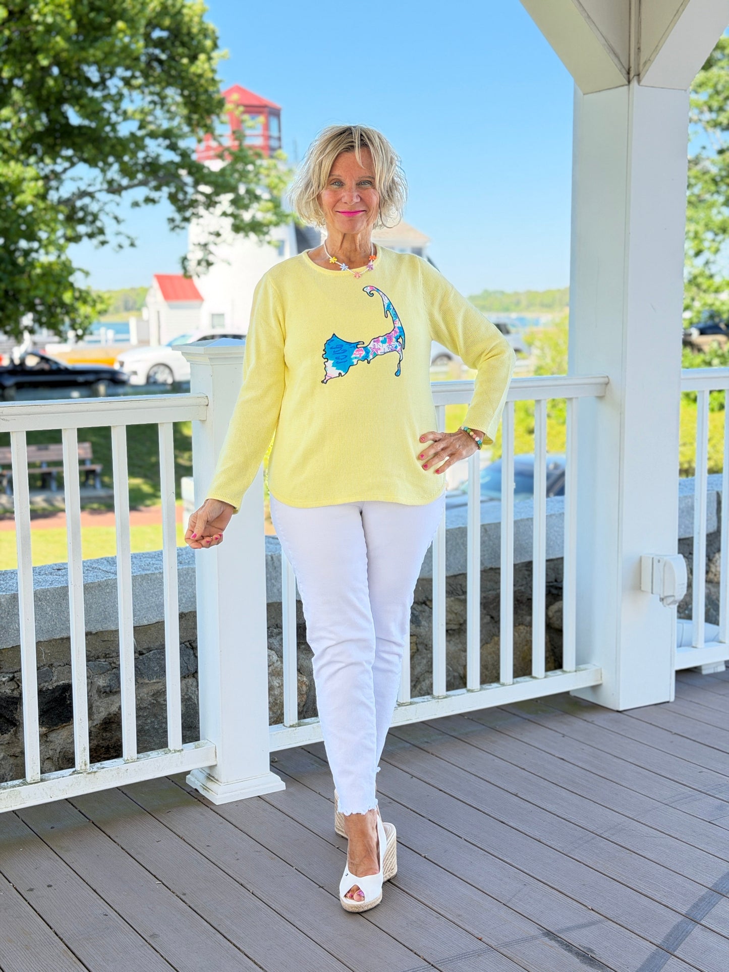 BEACH CLUB YELLOW CAPE COD MAP SWEATER
