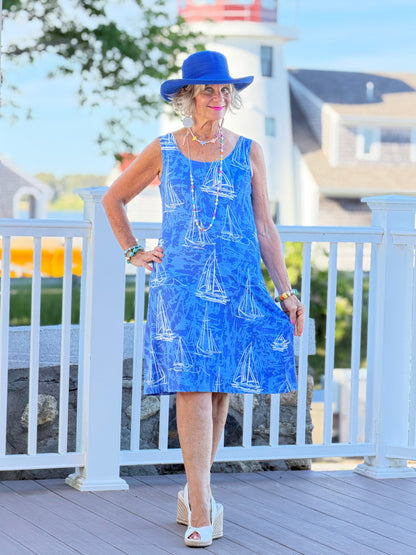 HARBOR LIGHTS BLUE SAILBOAT DRESS