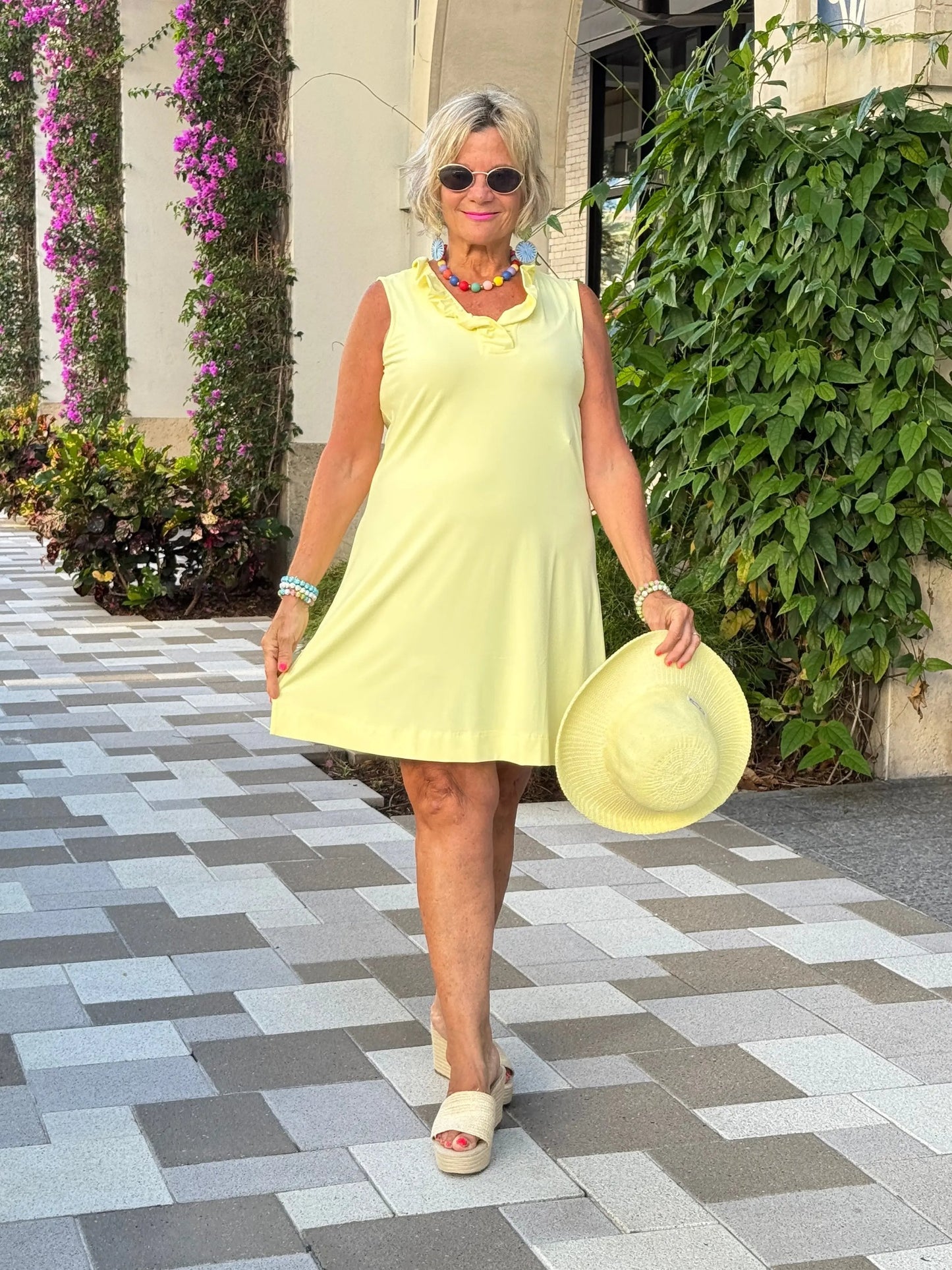 LULU-B SOLID SUNSHINE RUFFLE DRESS