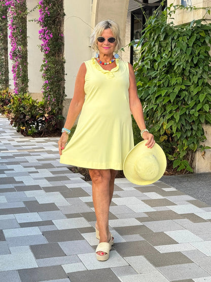 LULU-B SOLID SUNSHINE RUFFLE DRESS