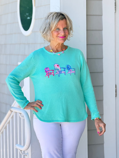 BEACH CLUB SEAFOAM ADIRONDACK SWEATER