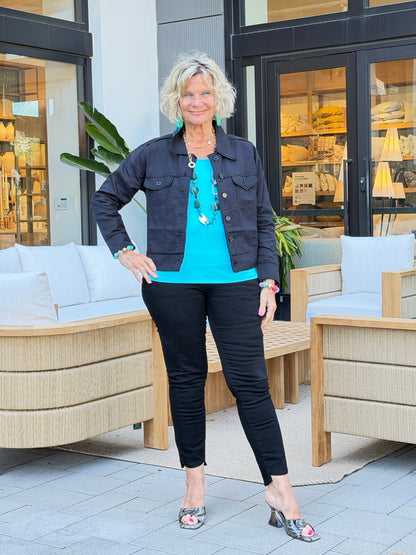 AQUA MARINE LINEN DESIGNER JACKET