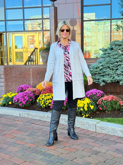 LULU-B SILVER CASHMERE CARDIGAN