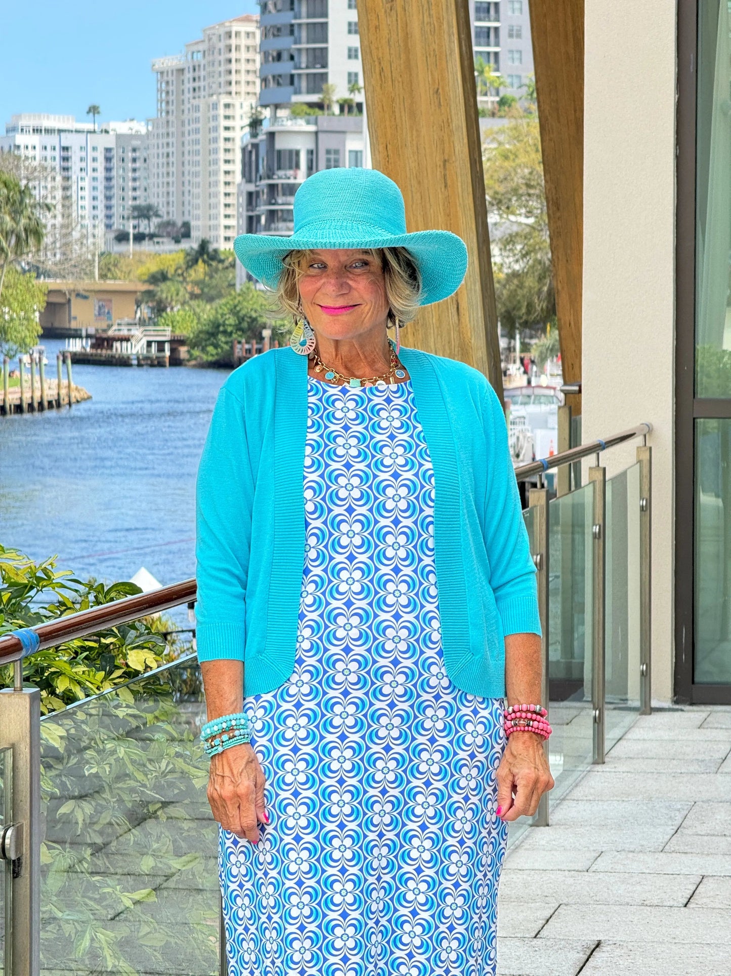 LULU B COASTAL BLOOM MIDI SHIFT MAXI DRESS