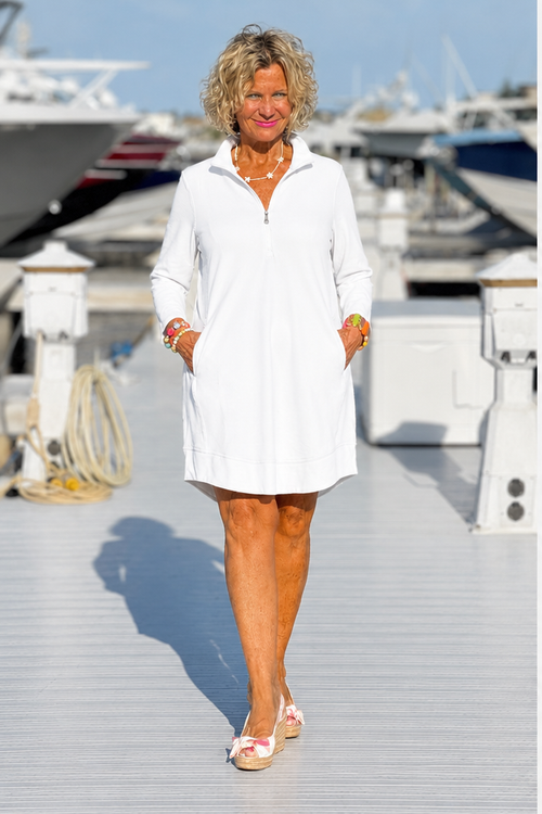 LULU B WHITE TEXTERED SCUBA DRESS