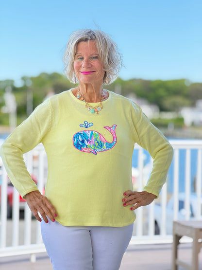 BEACH CLUB YELLOW WHALE SWEATER