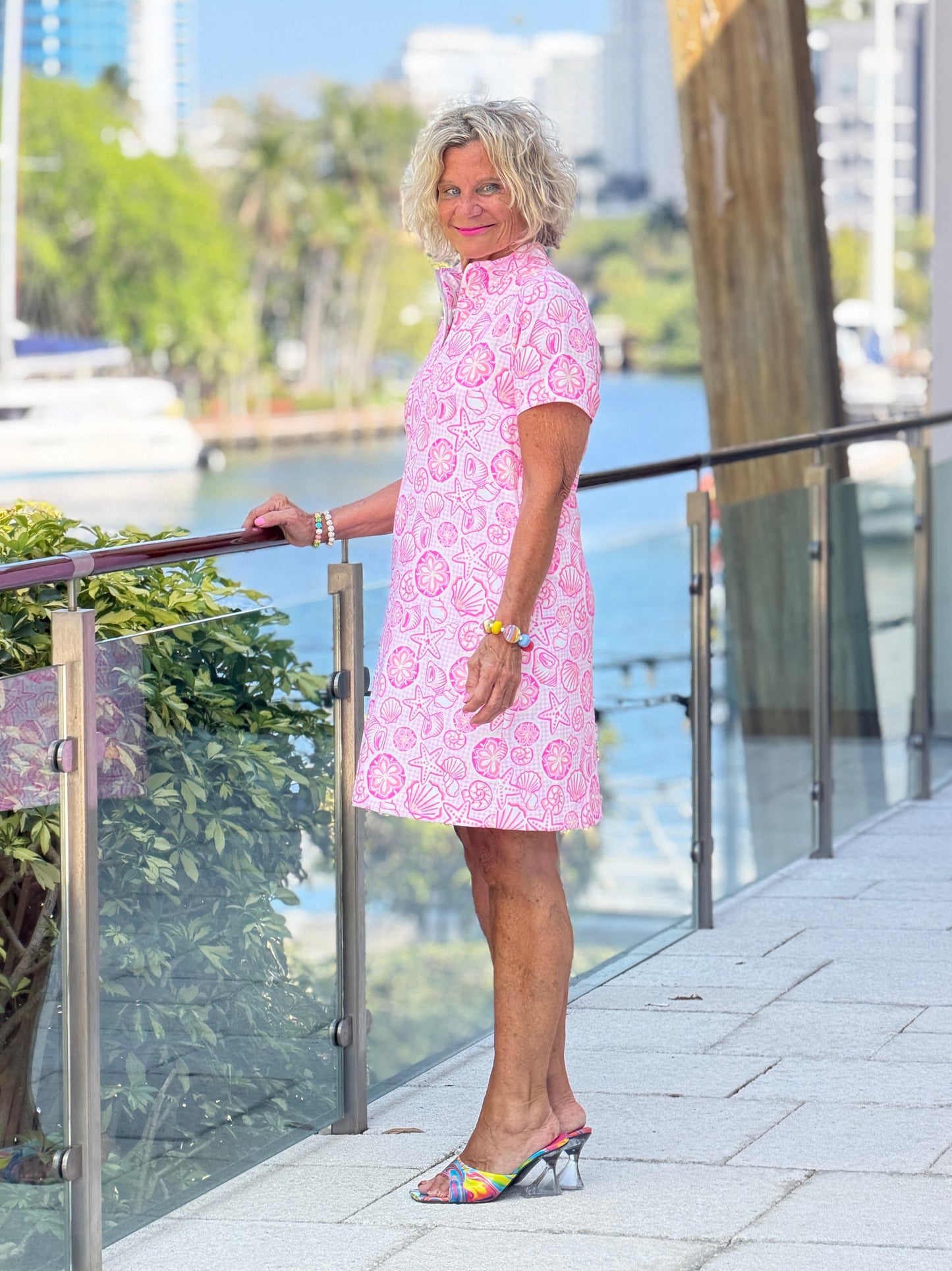 LULU B STARFISH HARBOR HALF ZIPPER DRESS