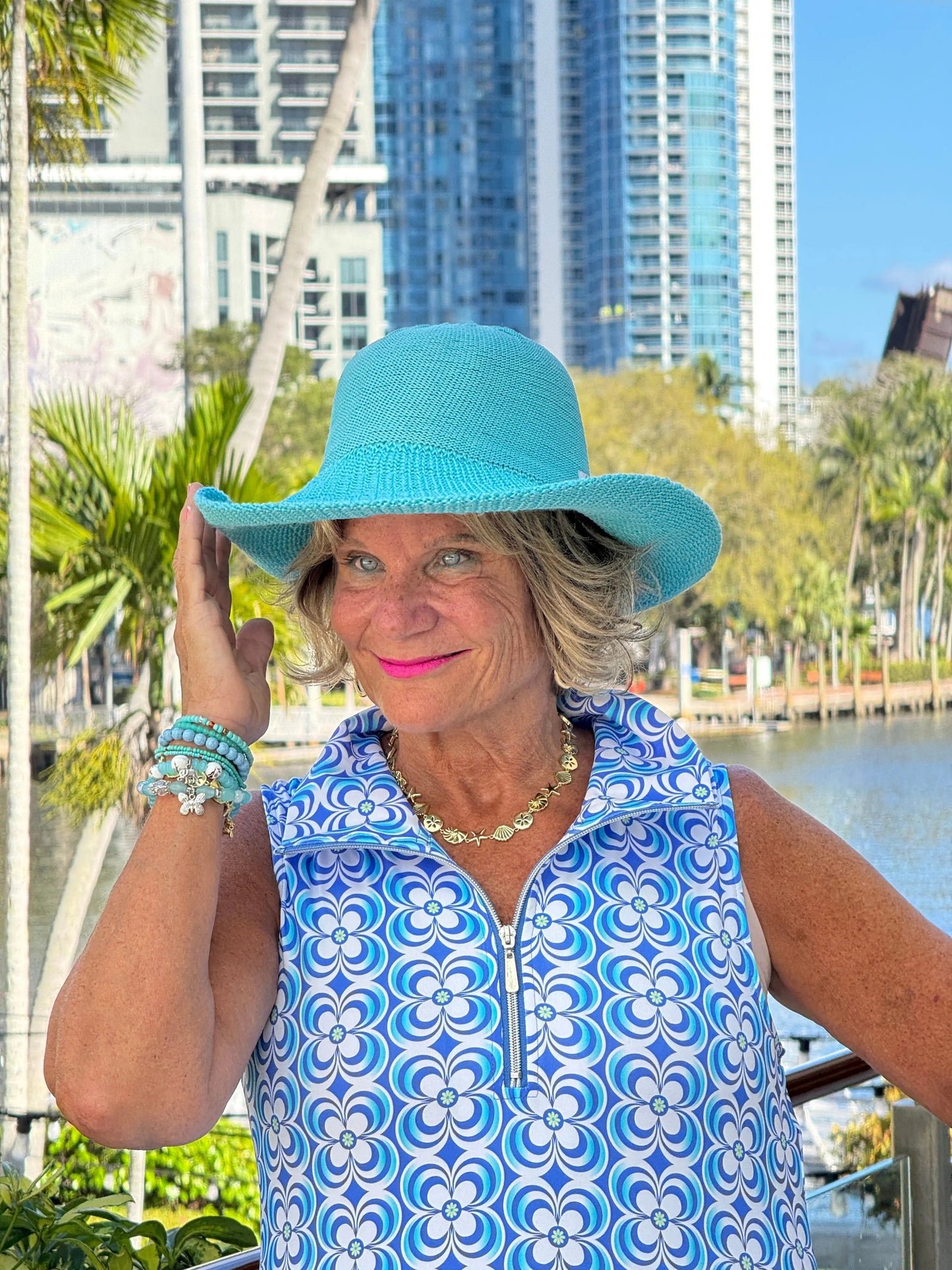 LULU B COASTAL BLOOM ZIPPER SWING DRESS