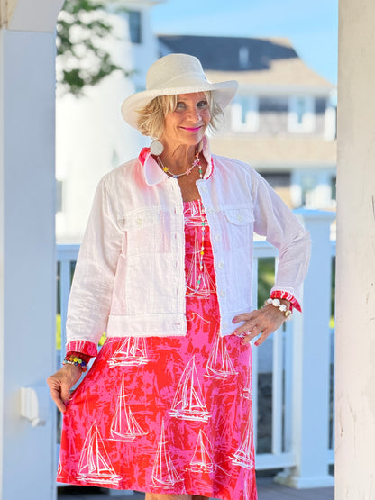 HARBOR LIGHTS RED SAILBOAT DRESS
