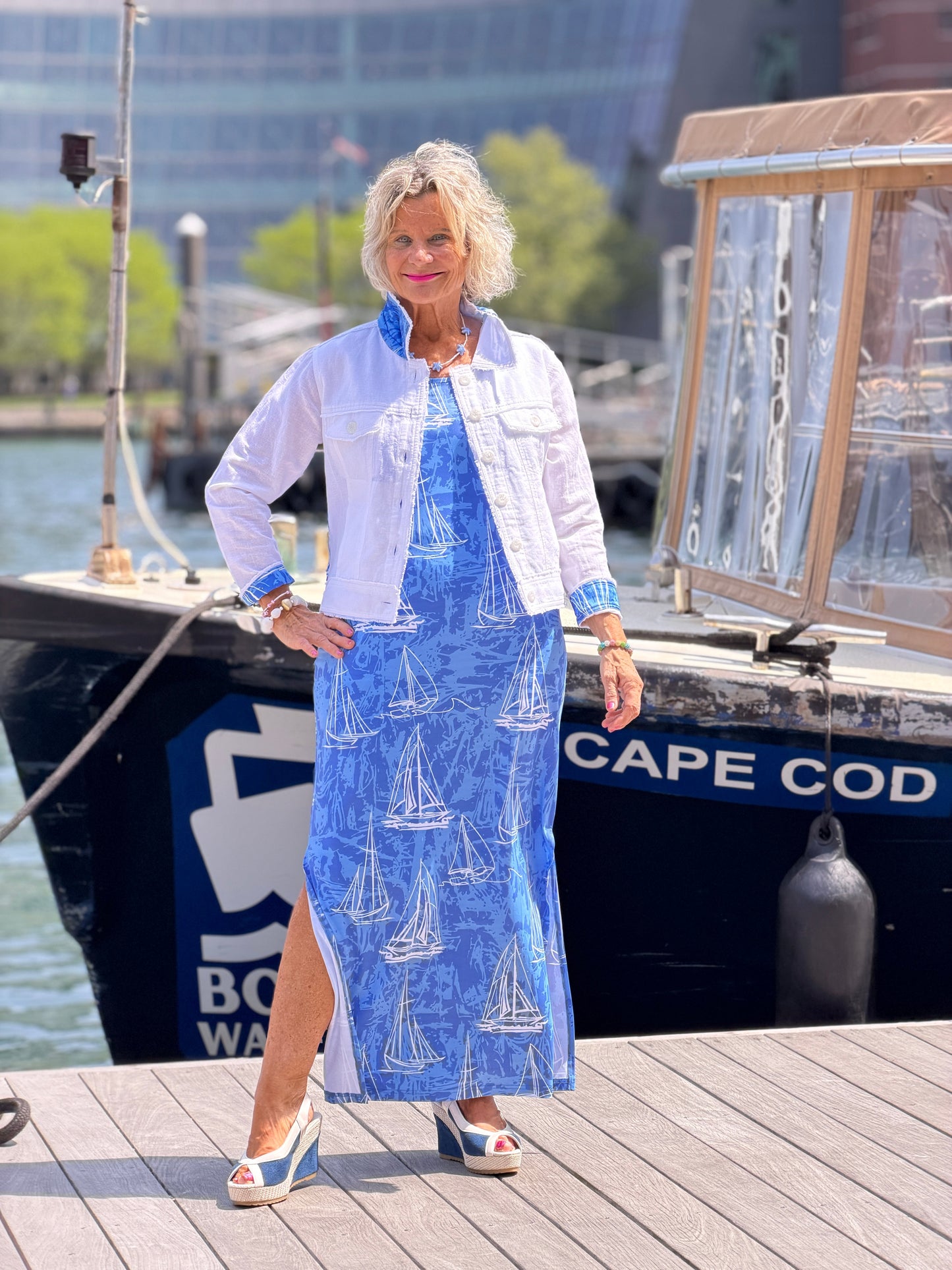 HARBOR BLUES SAILBOAT LINEN  JACKET