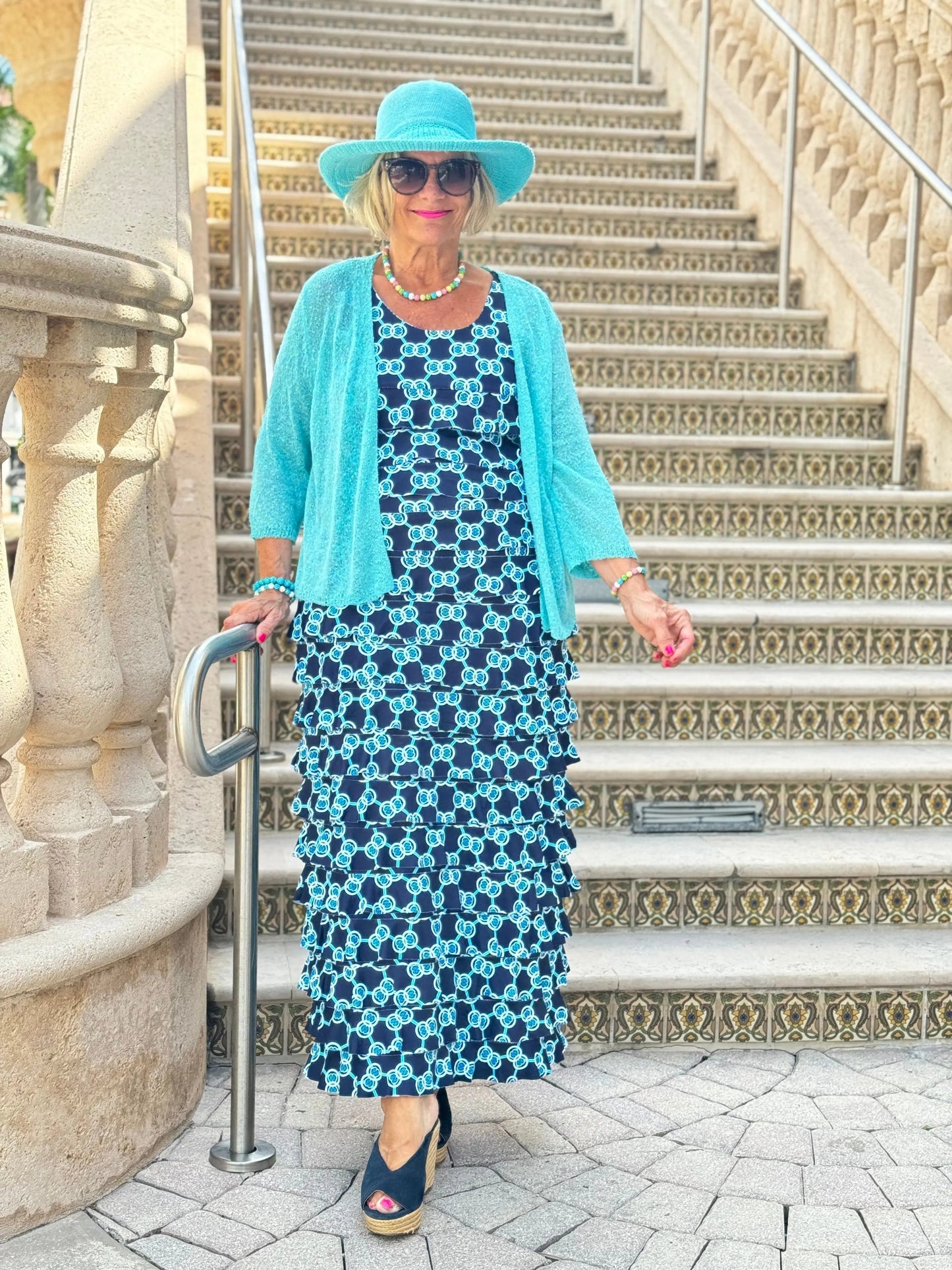 BLUE MEDALLION CHA CHA MAXI DRESS