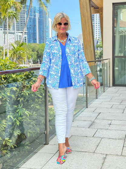 LULU B CORAL BREEZE BUTTON UP SHIRT
