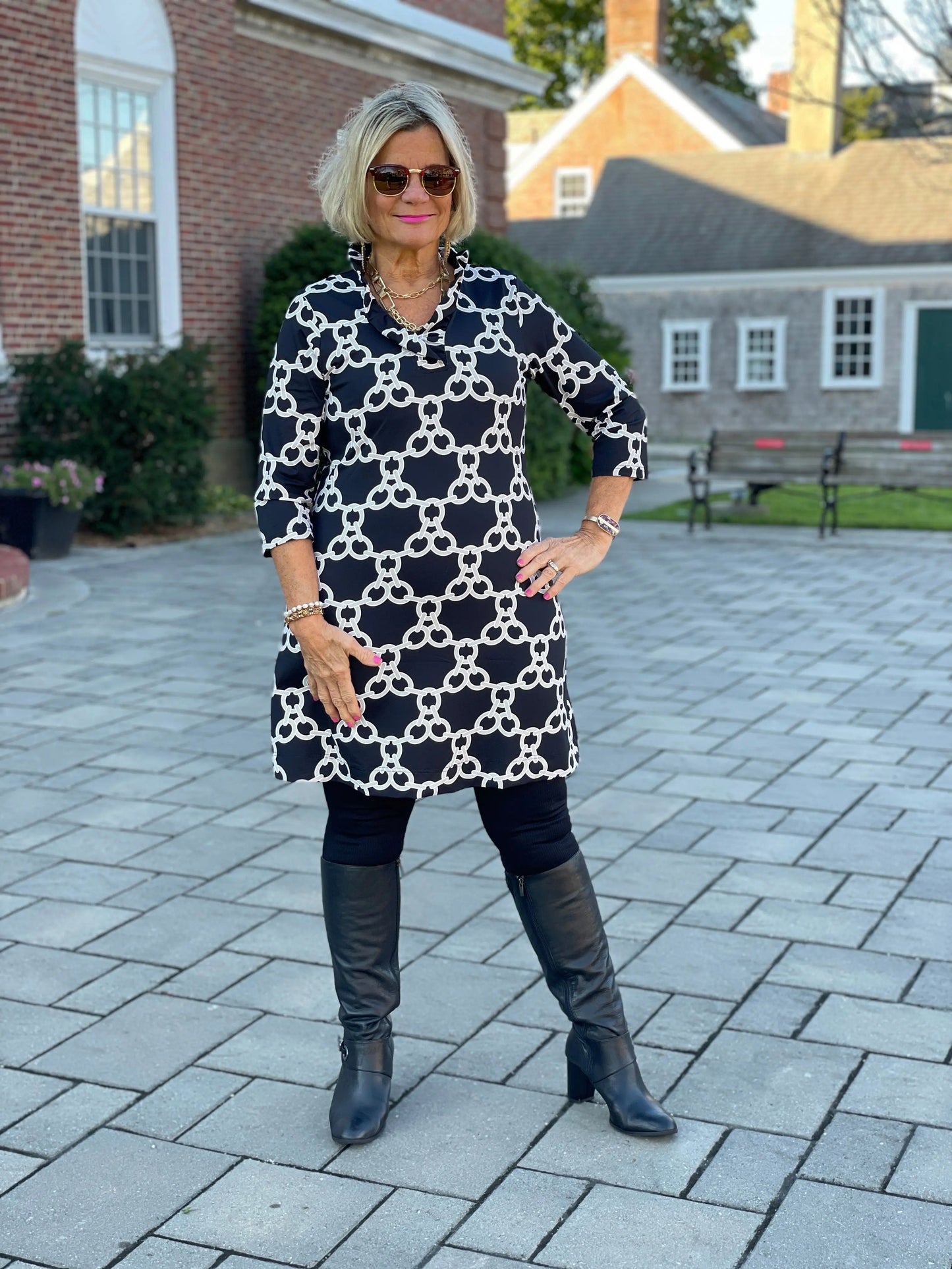 LULU B SOPHIA RUFFLE NECK DRESS