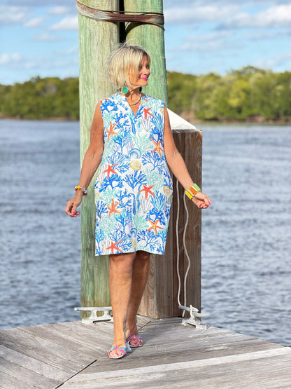 CORAL NOTCH SLEEVELESS UPF + 50 DRESS
