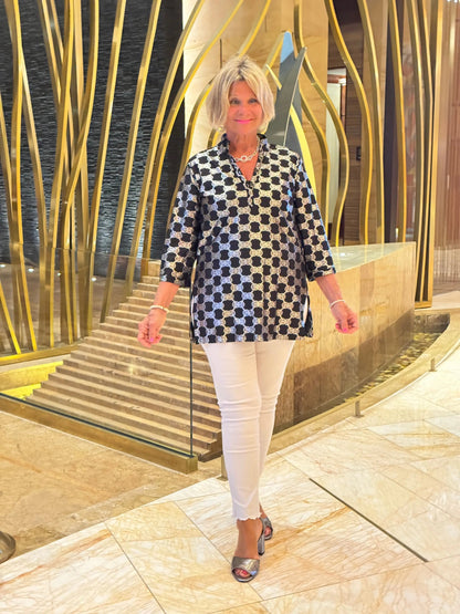 LULU-B BLACK AND SILVER TUNIC