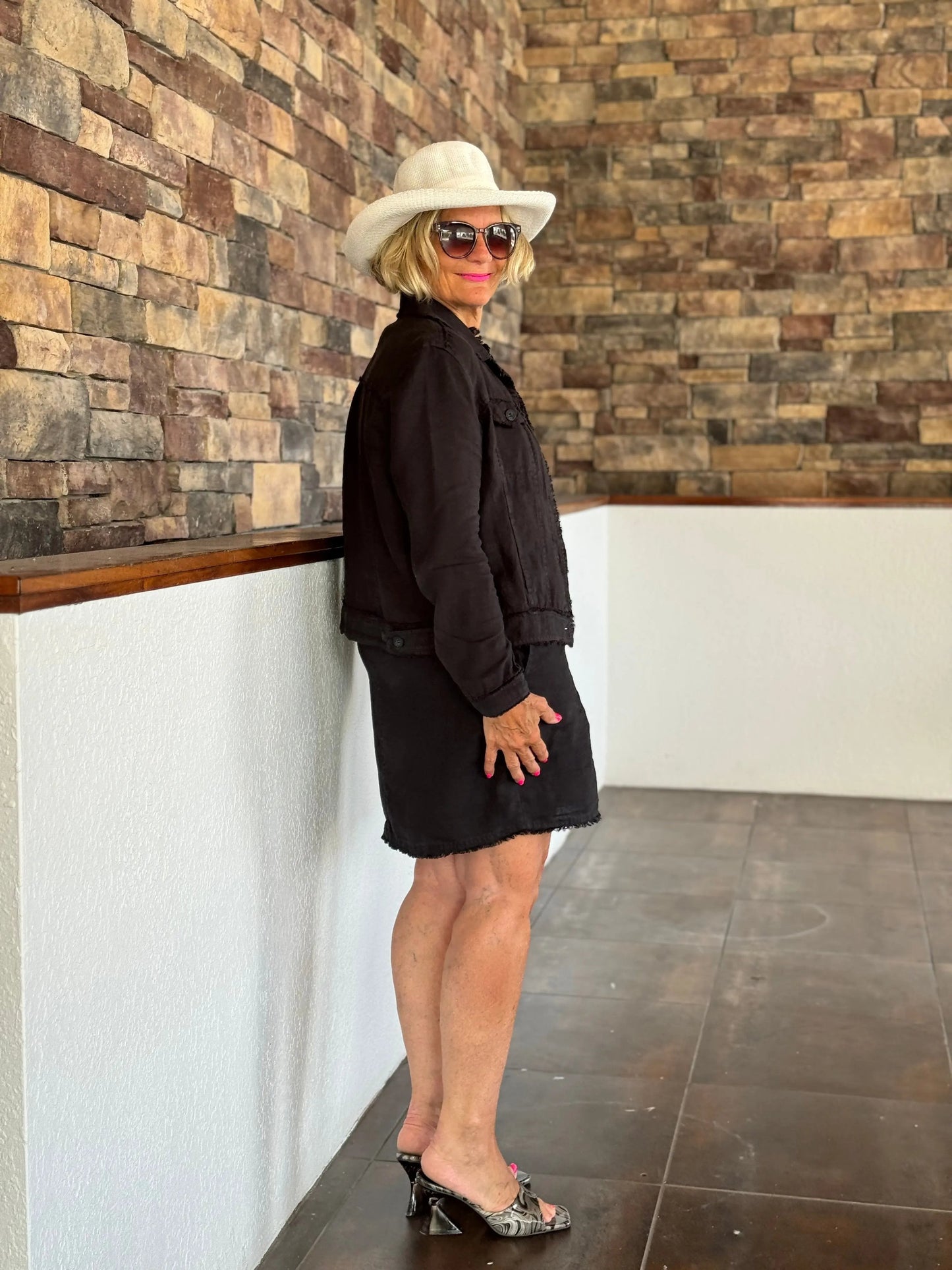 LULU-B BLACK LINEN DRESS
