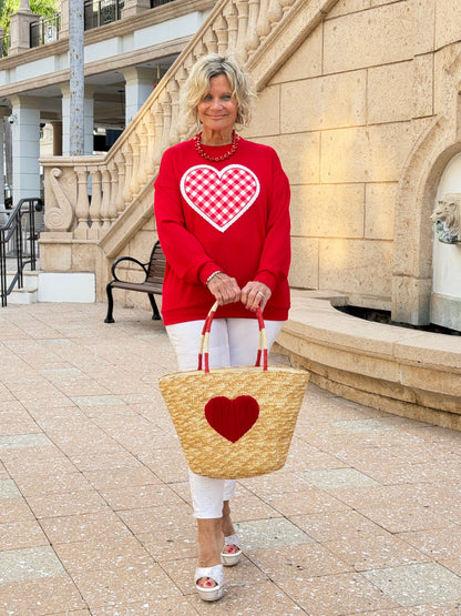 Gingham Heart Luxe Pullover