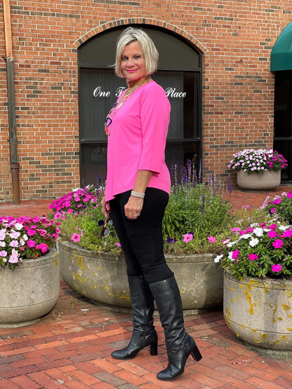 LULU-B HOT PINK ASYMMETRIC TOP