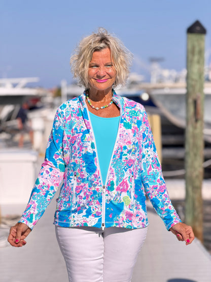 LULU-B PALM BEACH SPLASH FULL ZIPPER