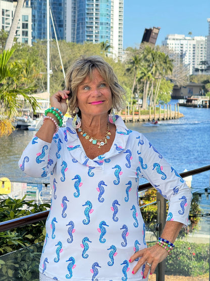 LULU B SHORELINE CHARM RUFFLE TOP