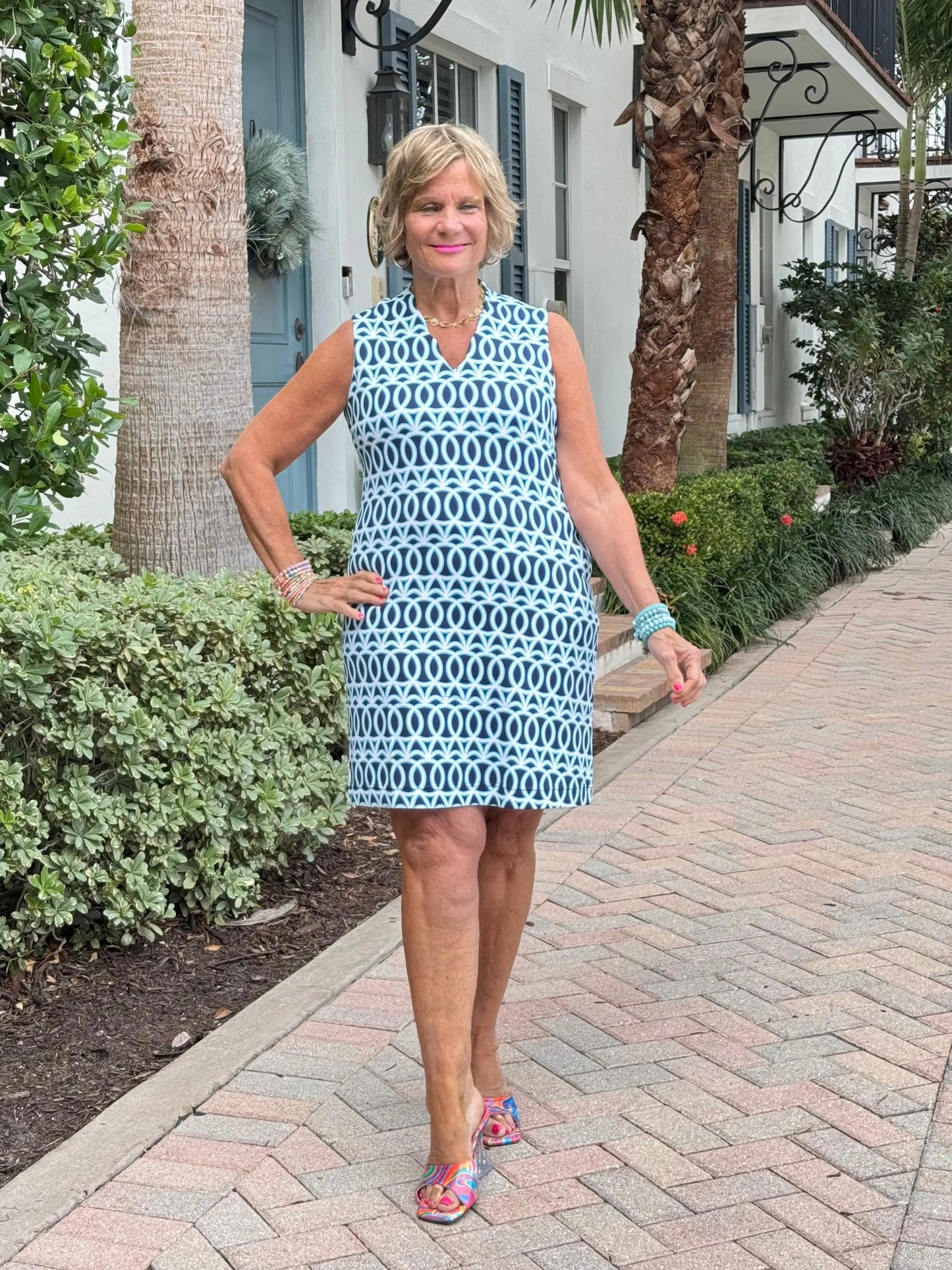 LULU-B MELINA BLUE SCALLOP NECKLINE DRESS