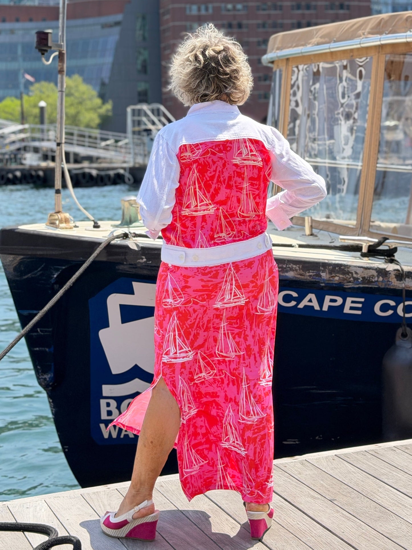 HARBOR LIGHTS RED  LINEN JACKET