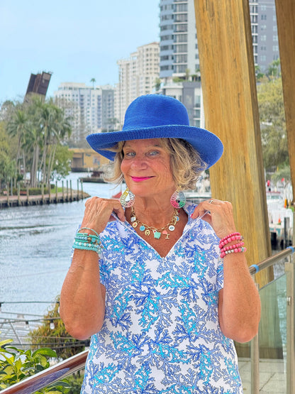 LULU B CORAL BREEZE HALF ZIPPER SHORT SLEEVE DRESS