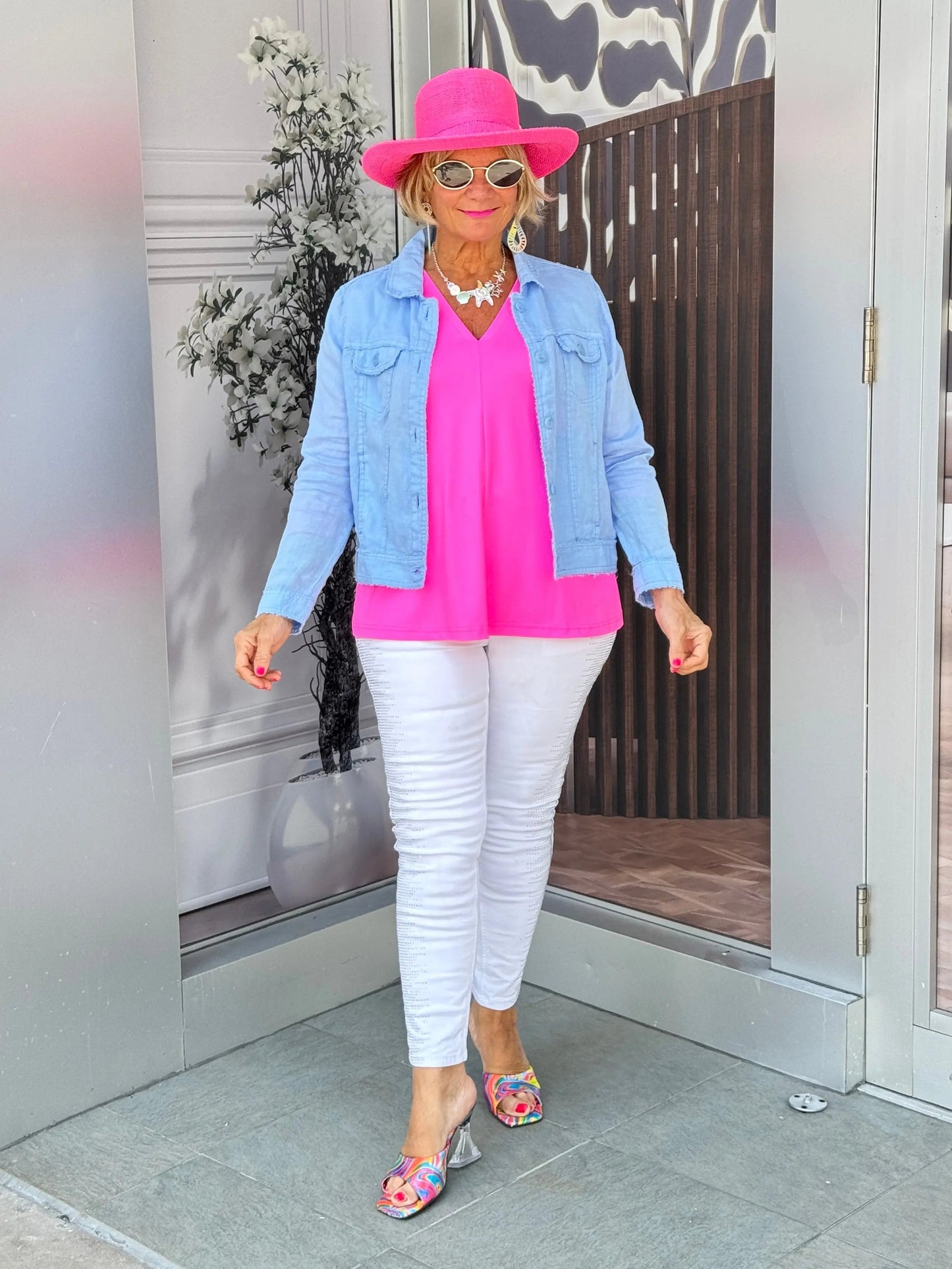 LULU-B CLEAR PERRIWINKLE LINEN JACKET