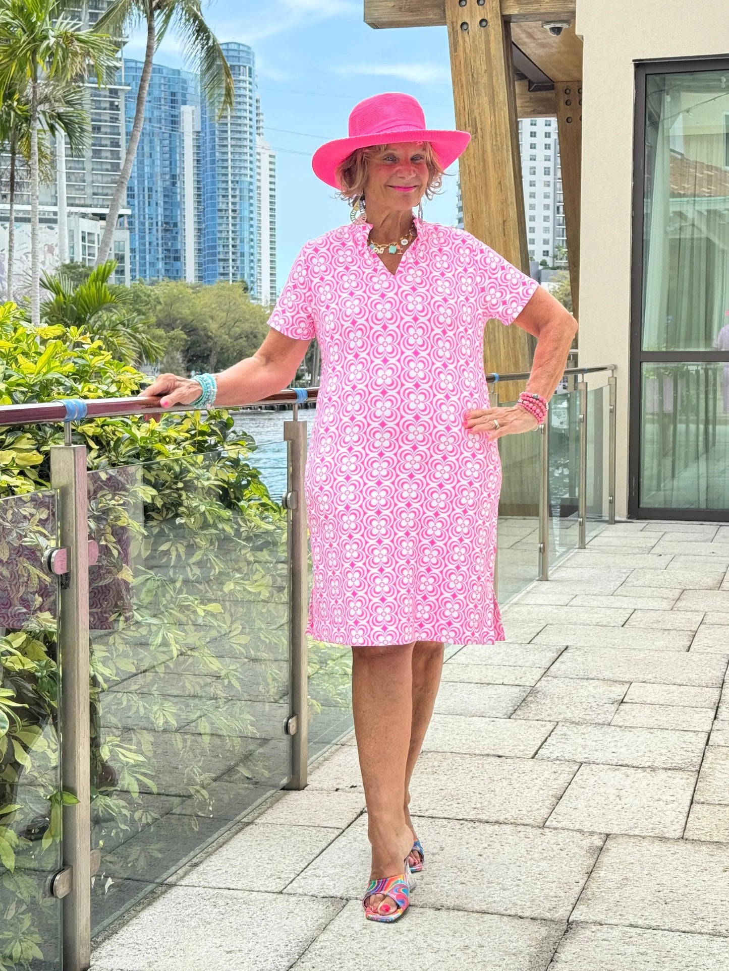 LULU B TROPIC PETALS SHORT SLEEVE DRESS