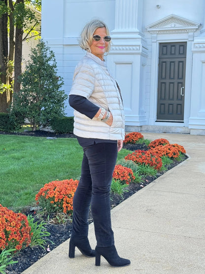 LULU-B SILVER SHORT SLEEVE PUFFER JACKET