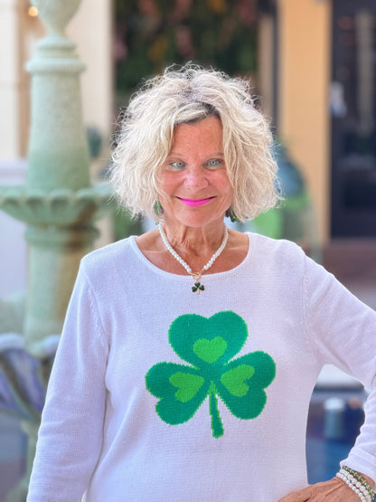 LULU B WHITE SHAMROCK SWEATER