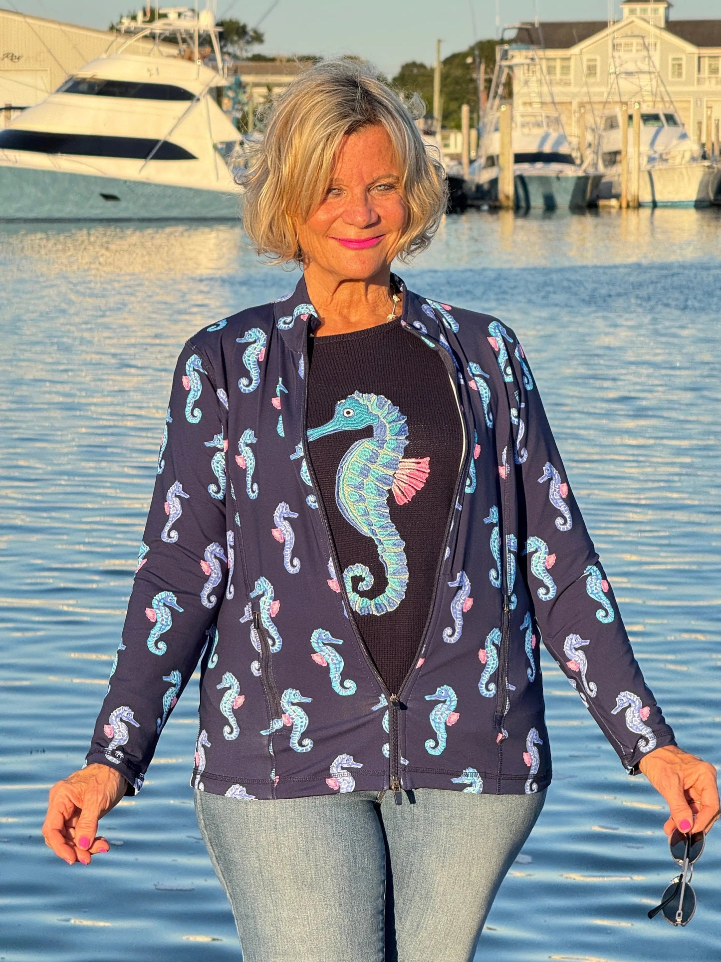 LULU-B NAVY SEAHORSE SWEATER