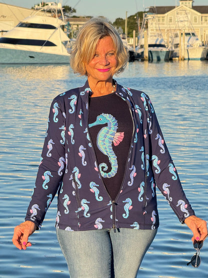 LULU-B NAVY SEAHORSE SWEATER