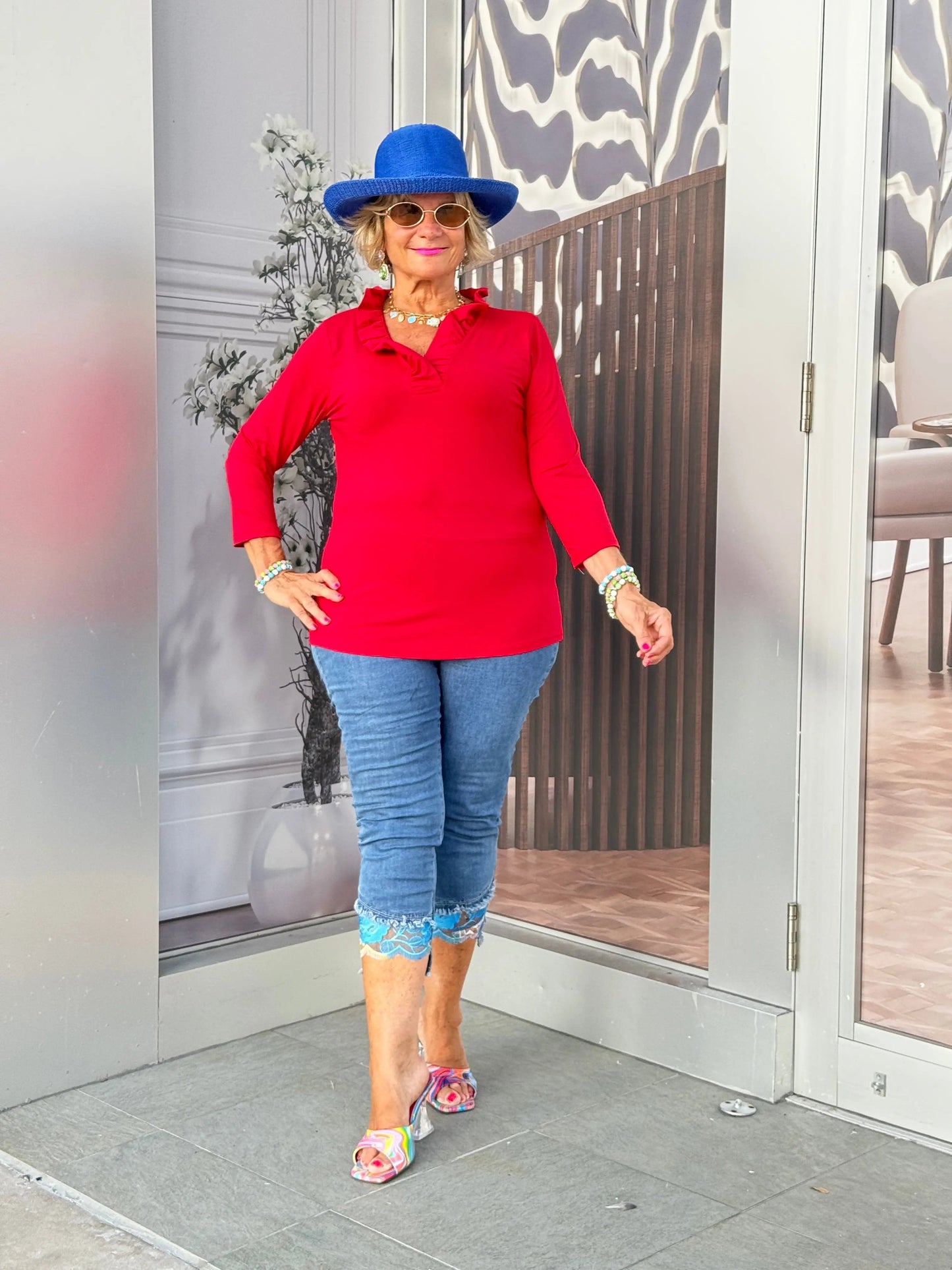 LULU-B CRIMSON RUFFLE TOP