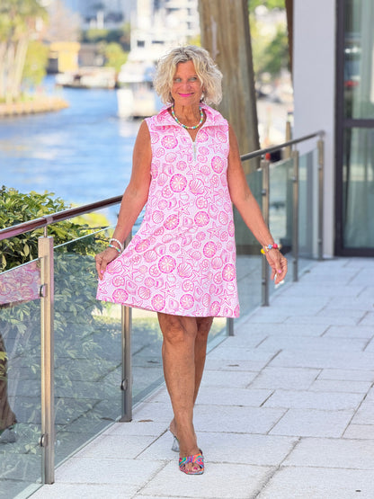 LULU B STARFISH HARBOR HALF ZIP DRESS