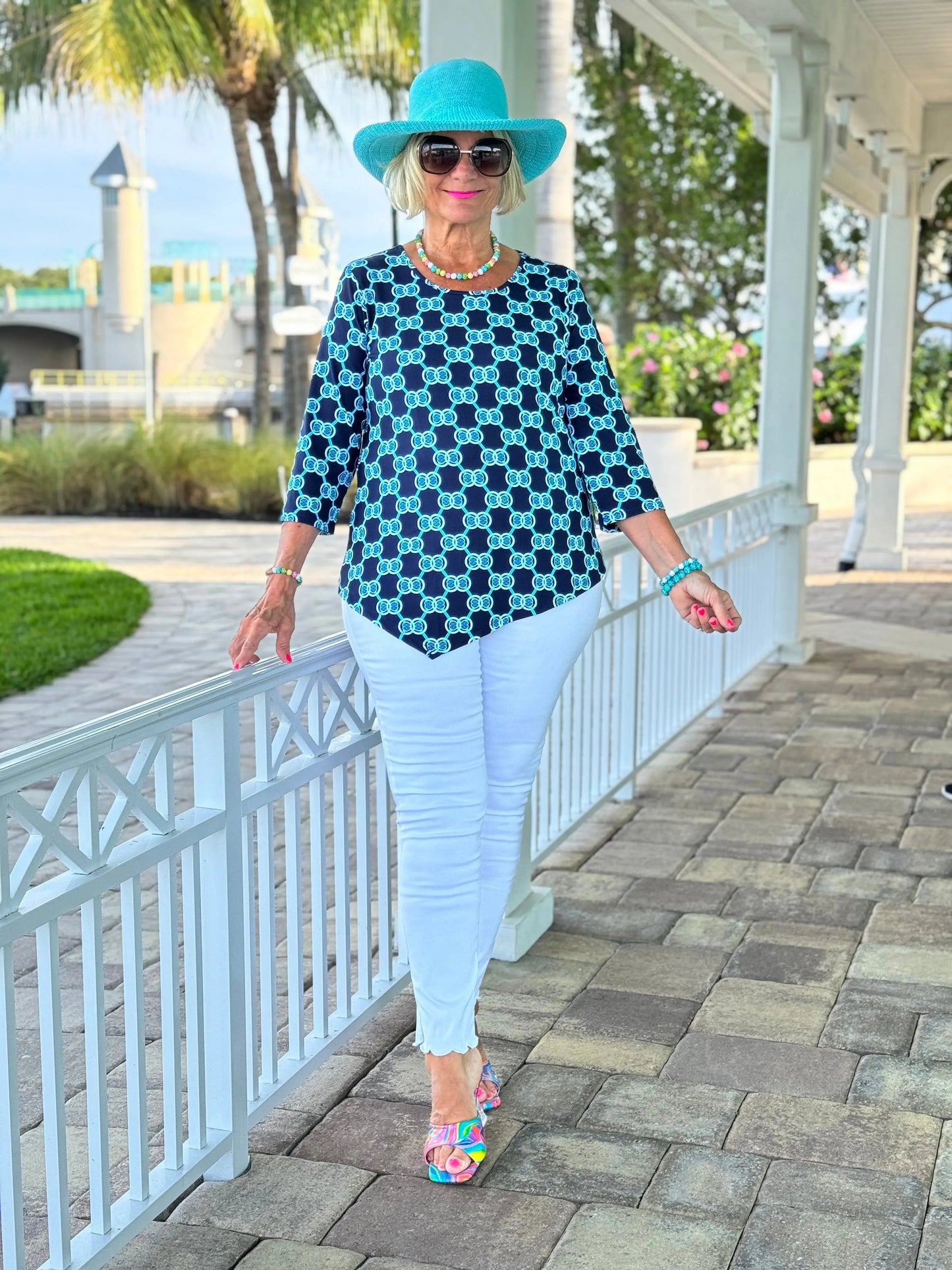BLUE MEDALLION ASYMMETRICAL TOP