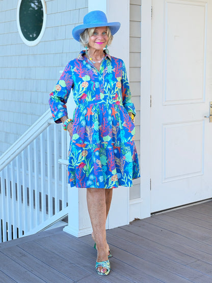 CORAL GARDEN COLLAR DRESS